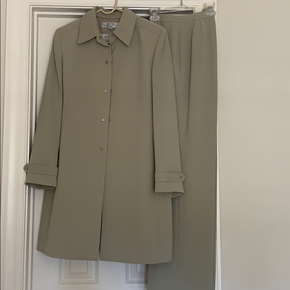Beige Tahari Suit Pants Set